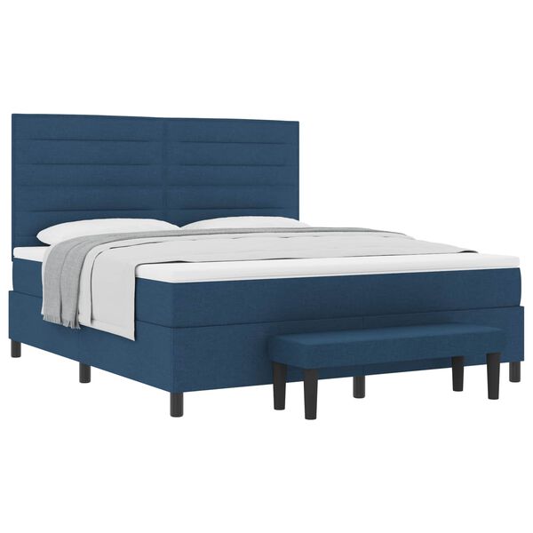 vidaXL Cama Box com cabeceira Azul 180 x 200 cm tecido