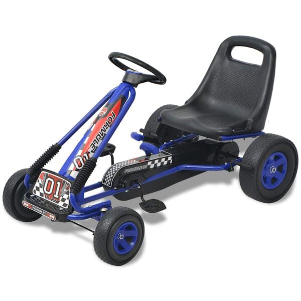 vidaXL Kart a pedais com assento ajustável, azul