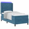 vidaXL Cama Box com colch&atilde;o com led Azul 90 x 200 cm Veludo