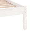 vidaXL Estrutura de cama casal 135x190 cm madeira maciça branco