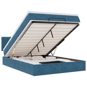 vidaXL Estrutura de cama otomana com colch&atilde;o 140x200 cm azul escuro
