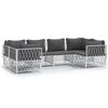 vidaXL 6 pcs conjunto lounge de jardim com almofad&otilde;es a&ccedil;o branco