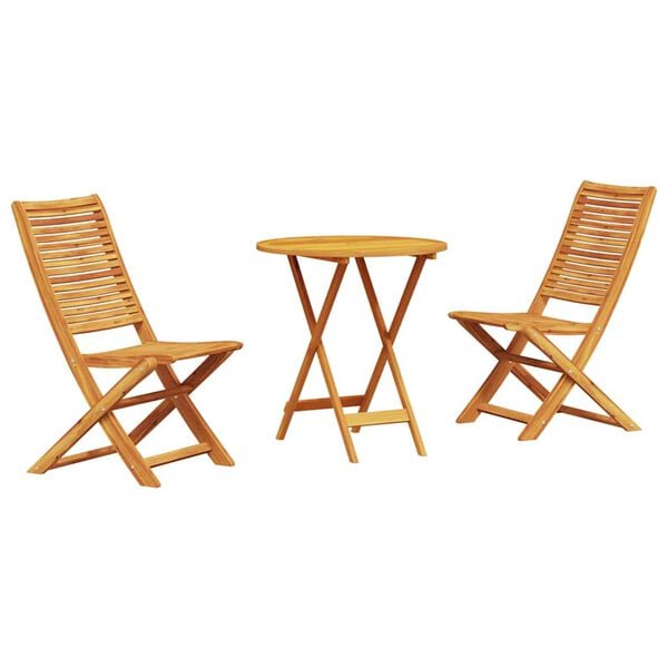 vidaXL Conjunto Bistro Dobr&aacute;vel 3 pcs Castanho