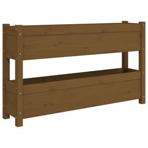 vidaXL Vaso/floreira 112x25x66 cm madeira pinho maci&ccedil;a castanho-mel