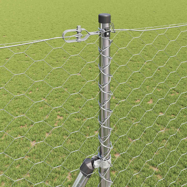 vidaXL Poste de Cerca Prateado 25 x 1,6 m (malha de 50 mm) A&ccedil;o