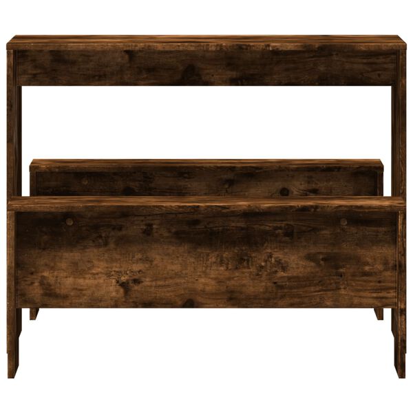 vidaXL 3 pcs conj. mesa jantar e banco deriv. madeira carvalho fumado