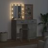 vidaXL Conjunto de Mesa de Maquiagem com LED com gaveta 2 pcs Cinzento