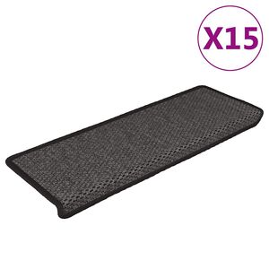 vidaXL Tapetes escada adesivos aspeto sisal 15pcs 65x21x4 cm antracite