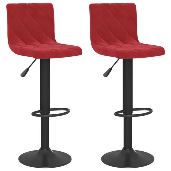 vidaXL Bancos de bar 2 pcs veludo vermelho tinto