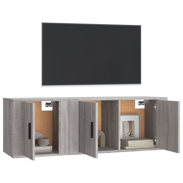 vidaXL Conjunto m&oacute;veis de TV 2 pcs madeira processada sonoma cinza