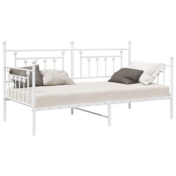 vidaXL Estrutura de cama de dia Branco 100 x 190 cm A&ccedil;o
