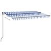 vidaXL Toldo automático LED e sensor de vento 400x350 cm azul e branco