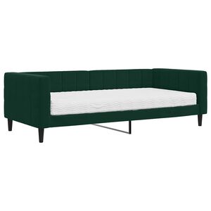 vidaXL Sof&aacute;-cama com colch&atilde;o 90x200 cm veludo verde-escuro