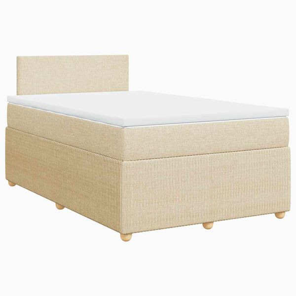 vidaXL Cama boxspring com colch&atilde;o 120x190 cm tecido cor creme