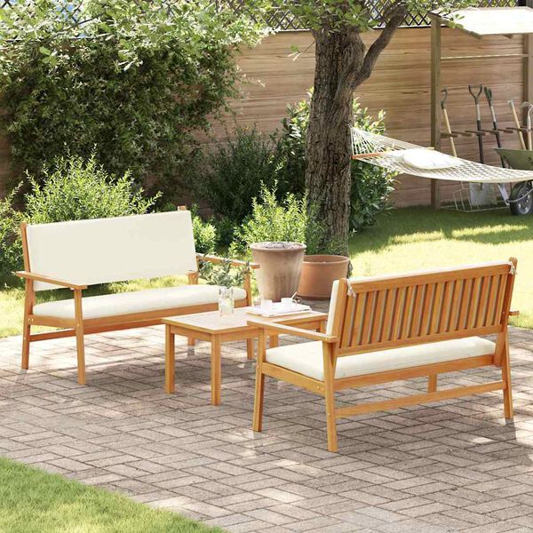 vidaXL Conjunto de Sof&aacute; de Jardim 3 pcs Castanho 120 x 65,5 x 79 cm
