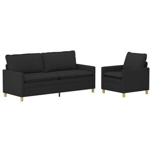 vidaXL Conjunto de Sof&aacute;s 2 unid. Preto Tecido