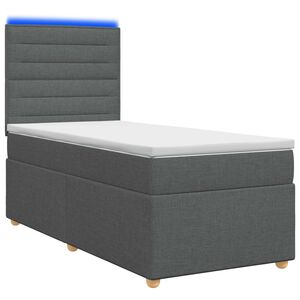 vidaXL Cama box spring com colch&atilde;o Cinzento-Escuro 100 x 200 cm Tecido