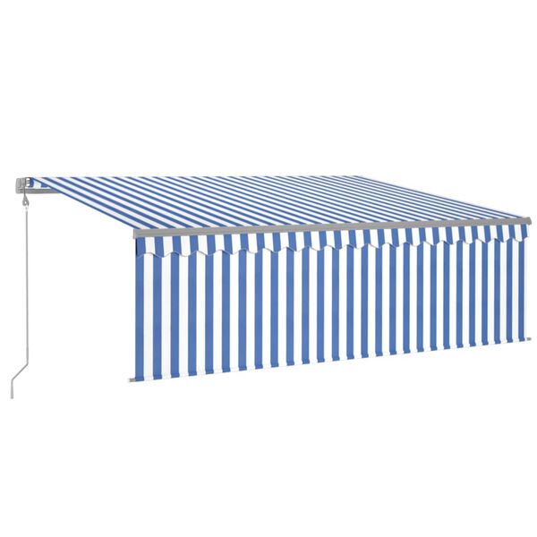 vidaXL Toldo autom&aacute;tico c/ estore/LED/sensor vento 4,5x3 m azul/branco