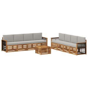 vidaXL Conjuntos de sof&aacute;s com almofada 9 pcs Madeira S&oacute;lida de Ac&aacute;cia