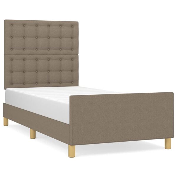 vidaXL Estrutura cama cabeceira 90x190 cm tecido castanho-acinzentado