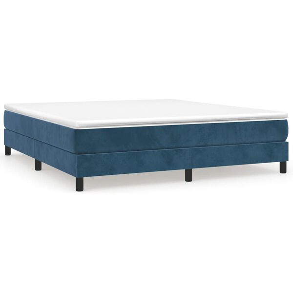 vidaXL Cama com molas/colch&atilde;o 160x200 cm veludo azul-escuro