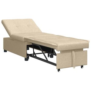 vidaXL Sof&aacute;-cama retr&aacute;til Creme 194 x 50 x 82 cm tecido