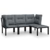 vidaXL 4 pcs conjunto lounge de jardim vime PE preto e cinzento