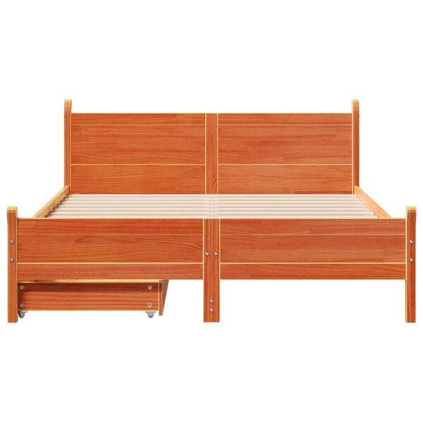 vidaXL Cama sem colch&atilde;o 120x190 cm madeira pinho maci&ccedil;a castanho-mel
