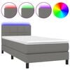 vidaXL Cama box spring c/ colch&atilde;o e LED 90x200 cm tecido cinza-escuro