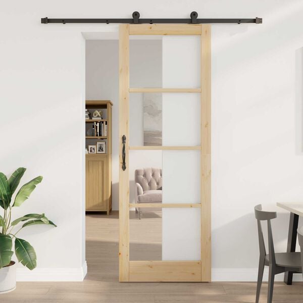 vidaXL Porta Deslizante ORKDAL Natural e Preto 83 x 232 cm