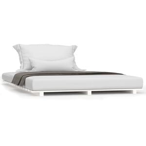 vidaXL Estrutura de cama 135x190 cm madeira de pinho maci&ccedil;a branco