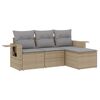 vidaXL 4 pcs conjunto de sof&aacute;s para jardim c/ almofad&otilde;es vime PE bege