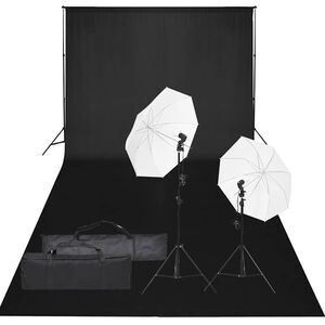 vidaXL Kit de est&uacute;dio fotogr&aacute;fico com conjunto de ilumina&ccedil;&atilde;o e fundo
