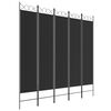 vidaXL Divis&oacute;ria/biombo com 5 pain&eacute;is 200x200 cm tecido preto