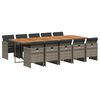 vidaXL 11 pcs conjunto jantar p/ jardim c/ almofad&otilde;es vime PE cinzento