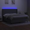 vidaXL Cama box spring c/ colch&atilde;o e LED 180x200 cm tecido cinza-escuro
