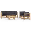 vidaXL 6 pcs conjunto lounge jardim bambu c/ almofad&otilde;es cinza-escuro