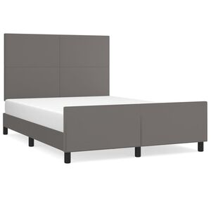vidaXL Estrutura cama c/ cabeceira 140x190cm couro artificial cinzento