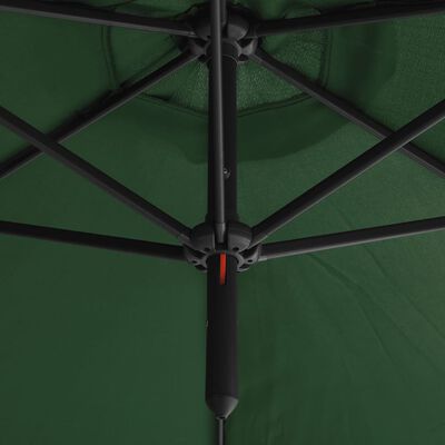 vidaXL Guarda-sol duplo com mastro de aço 600 cm verde