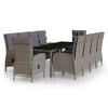 vidaXL 11 pcs conjunto de jantar para jardim vime PE cinzento