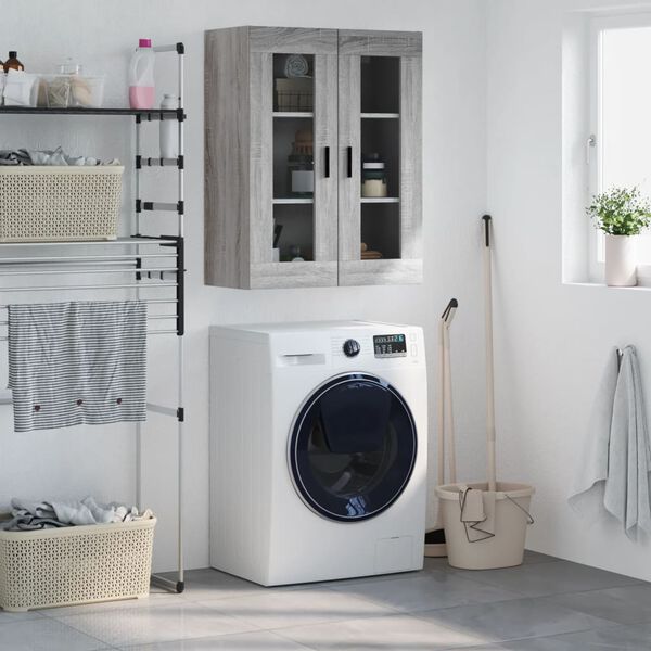 vidaXL Arm&aacute;rio de parede 69,5x34x90 cm cinzento sonoma