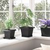 vidaXL Vaso Quadrado para Flores 6 pcs Preto 20 x 20 x 16 cm Pl&aacute;stico