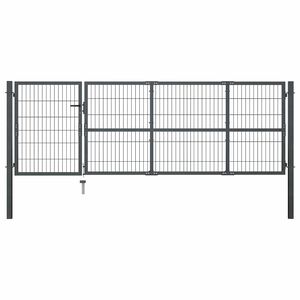 vidaXL Port&atilde;o de jardim com postes em a&ccedil;o 350x100 cm antracite.