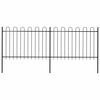 vidaXL Cerca de jardim com arco superior em a&ccedil;o 337x120 cm preta