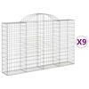vidaXL Cestos gabi&atilde;o arqueados 9pcs 200x30x120/140cm ferro galvanizado