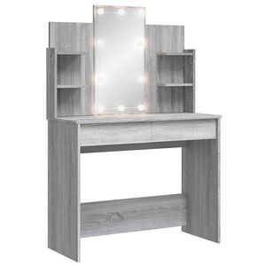 vidaXL Toucador com luzes LED 96x40x142 cm cinzento sonoma