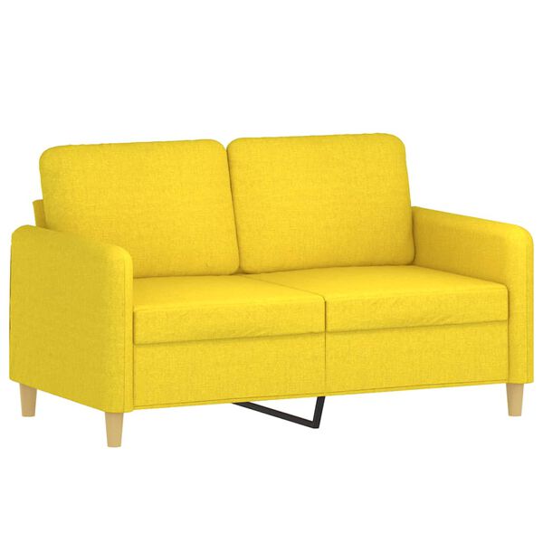 vidaXL 2 pcs conjunto de sof&aacute;s com almofadas tecido amarelo-claro