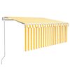 vidaXL Toldo autom. c/ estore/LED/sensor vento 3,5x2,5m amarelo/branco