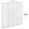 vidaXL Cestos gabi&atilde;o arqueados 14 pcs 200x30x200/220 ferro galvanizado