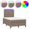 vidaXL Cama box spring colch&atilde;o/LED 120x190cm tecido cinza-acastanhado